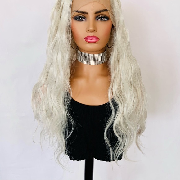Very Pretty 24” Platinum Blonde 13x2.5 Lace Front Premium Fiber Wig - Picture 10 of 16